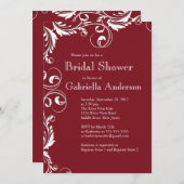 エレガンモダンスマルーンブライダルシャワー招待 招待状 (正面/裏面)