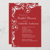 エレガンモダンスレッドブライダルシャワー招待 招待状 (正面/裏面)