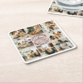 エレガンモダン赤面ピンクモノグラムファミリーフォト スクエアペーパーコースター (アングル)