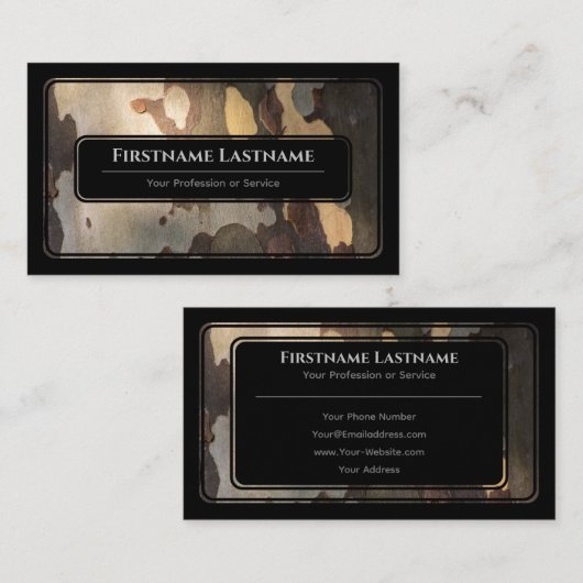 エレガン黒枠木製スタイル木目木 名刺 (正面/裏面)