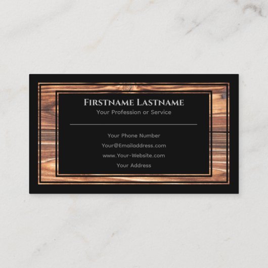 エレガン黒枠木製スタイル木目 名刺 (裏面)
