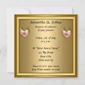 エレガ人気があるントウェディング招待状金ゴールド 招待状 (裏面)