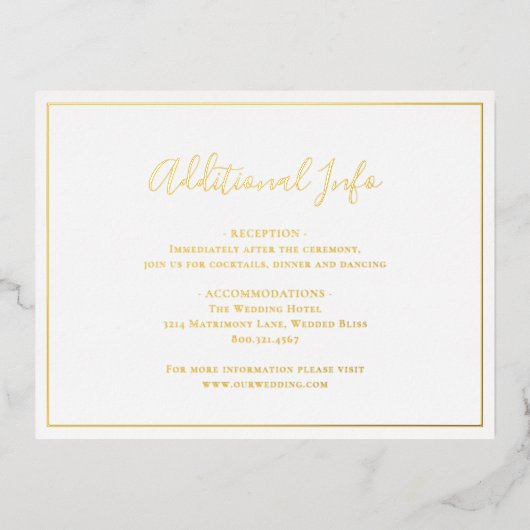 エレガ伝統的ントなウェディングフォイルのエンクロージャカード 箔招待状ポストカード (正面)