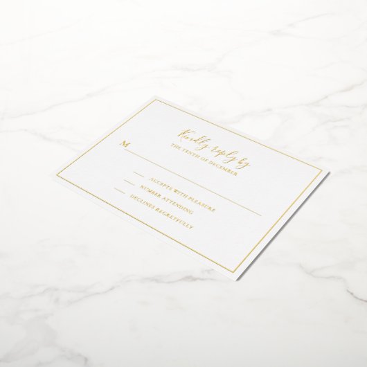 エレガ伝統的ントウェディングフォイルRSVPカード 箔招待状ポストカード (回転した状態)