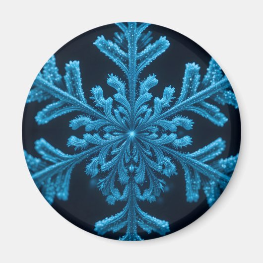 エレガ凍っていンス：複雑なブルースノーフレークデザイン マグネット (正面)