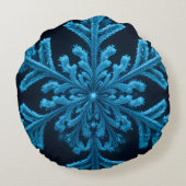 エレガ凍っていンス：複雑なブルースノーフレークデザイン ラウンドクッション (裏面)