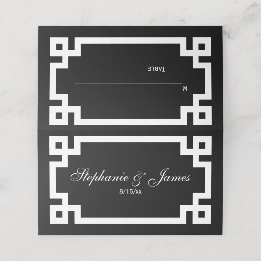 エレガ名門私立校風のン白ギリシャ鍵エスコートカード プレイスカード (外部開封)