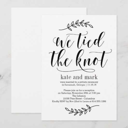 エレガ素朴ンス結婚エロペメント招待状 招待状 (正面/裏面)