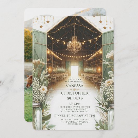 エレガ素朴ンス結婚リハーサル 招待状 (正面/裏面)