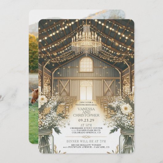 エレガ素朴ンス結婚リハーサル 招待状 (正面/裏面)