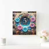 エレガ素朴ンス:アニバーサリーフローラデザイン スクエア壁時計 (ホーム)