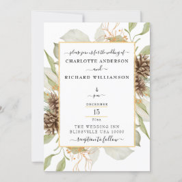 エレガ素朴ンス、ピネコーンフレーム（白） 招待状