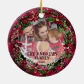 エレガ素朴ンス:フェスティバルクリスマスフォトプレイド セラミックオーナメント (裏面)