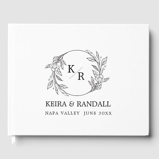 エレガ素朴ンス：自然フローラとタイポグラフィ結婚 ゲストブック (正面)