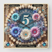 エレガ素朴ンス： 5周年記念フローラ・トリビュート スクエア壁時計 (正面)