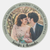 エレガ素朴ントな結婚式ありがとう写真シールの好意 ラウンドシール (正面)