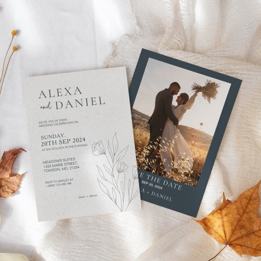 エレガ素朴ントな結婚式 招待状