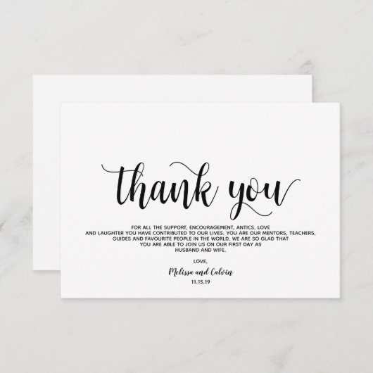 エレガ素朴ントウェディングサンキューカードデザイン エンクロージャーカード (正面/裏面)