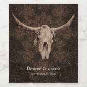 エレガ素朴ントウェディングブラウンウエスタンブルスカル ワインラベル (シングルラベル)