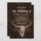 エレガ素朴ントウェディングブラウンウエスタンブルスカル 招待状 (正面/裏面)