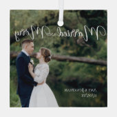 エレガ結婚したントメリーウェディング写真クリスマス ガラスオーナメント (裏面)