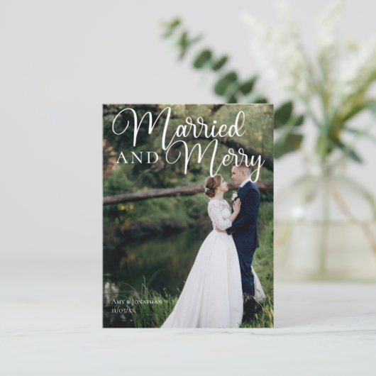 エレガ結婚したントメリーウェディング写真クリスマス ポストカード (スタンド正面)