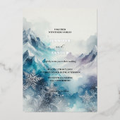 エレガ霜の降りたンスモダンウォーターカラーアイシーシルバー 箔招待状 (正面)