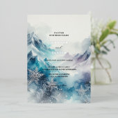 エレガ霜の降りたンスモダンウォーターカラーアイシーシルバー 箔招待状 (立ち正面)