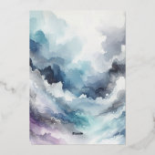 エレガ霜の降りたンスモダンウォーターカラーアイシーシルバー 箔招待状 (裏面)