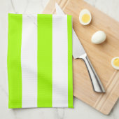 エレキおもしろいュリームグリーンのパウストライププリント キッチンタオル (四つ折り)