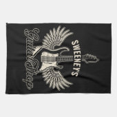 エレキウィングギタリストパーソナライズされたギターショップ キッチンタオル (横)