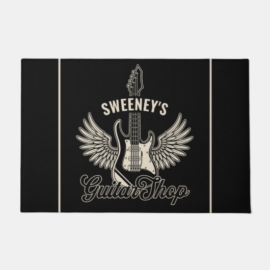 エレキウィングギタリストパーソナライズされたギターショップ ドアマット (正面)