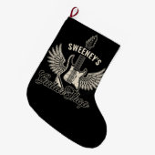 エレキウィングギタリストパーソナライズされたギターショップ ラージクリスマスストッキング (正面 (吊り時))