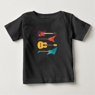 エレキギターおよびアコースティックギターミュージシャンギフト ベビーTシャツ