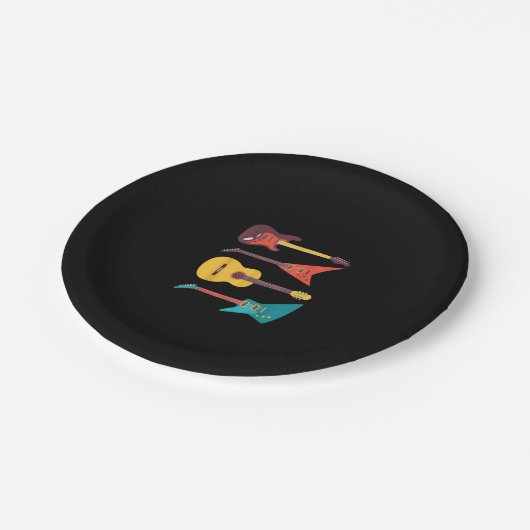 エレキギターおよびアコースティックギターミュージシャンギフト ペーパープレート (アングル)