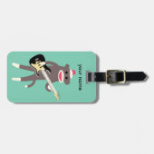 エレキギターが付いているカスタマイズソックス猿の石 ラゲッジタグ (正面横)