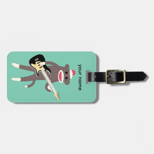 エレキギターが付いているカスタマイズソックス猿の石 ラゲッジタグ (正面横)