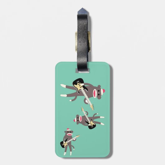 エレキギターが付いているカスタマイズソックス猿の石 ラゲッジタグ (裏面縦)