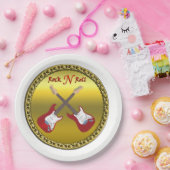 エレキギターが付いている石Nロール ペーパープレート (パーティー)