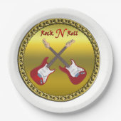 エレキギターが付いている石Nロール ペーパープレート (正面)