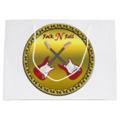 エレキギターが付いている石Nロール ラージペーパーバッグ (正面)