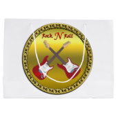 エレキギターが付いている石Nロール ラージペーパーバッグ (裏面)