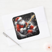 エレキギターでサンタが大声で叫ぶ スクエアシール (封筒)