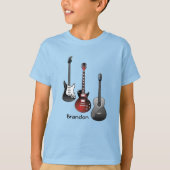 エレキギターのアコースティックギタパーソナライズされたー名 Tシャツ (正面)
