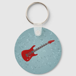 エレキギターのイラストレーションを含むKeychain キーホルダー