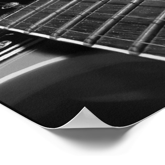 エレキギターのクローズアップ – グレーB&W ポスター (角)