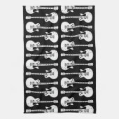 エレキギターのグラフィック（白） キッチンタオル (縦)