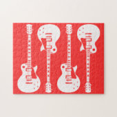 エレキギターのグラフィック（白） ジグソーパズル (横)