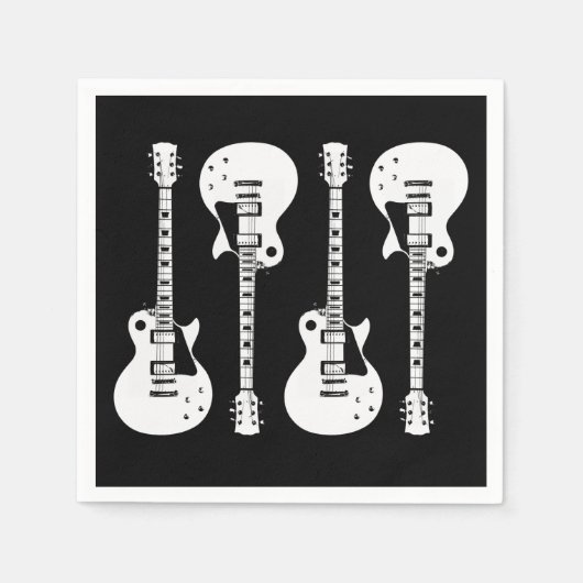 エレキギターのグラフィック(白) スタンダードカクテルナプキン (正面)