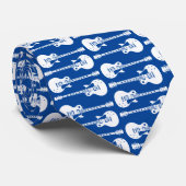 エレキギターのグラフィック(白) ネクタイ (ロール)